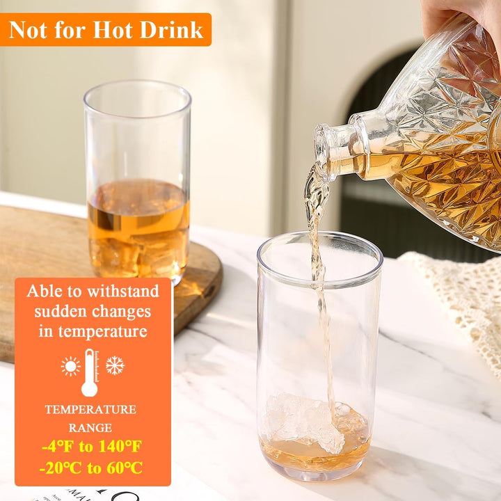14oz Highball Glasses, 6pcs Drinking Glasses, PET Clear Plastic Water Glasses, Beer Glasses, Iced Coffee Glasses, Ideal for Cocktail, Whiskey, Soda, Tea, Water, Gift - Just Closeouts Canada Inc.