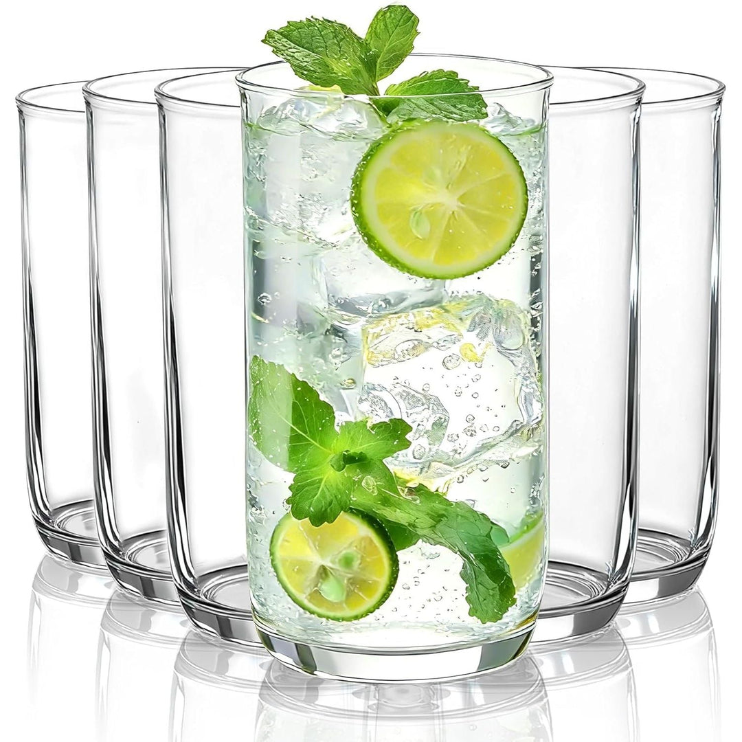 14oz Highball Glasses, 6pcs Drinking Glasses, PET Clear Plastic Water Glasses, Beer Glasses, Iced Coffee Glasses, Ideal for Cocktail, Whiskey, Soda, Tea, Water, Gift - Just Closeouts Canada Inc.