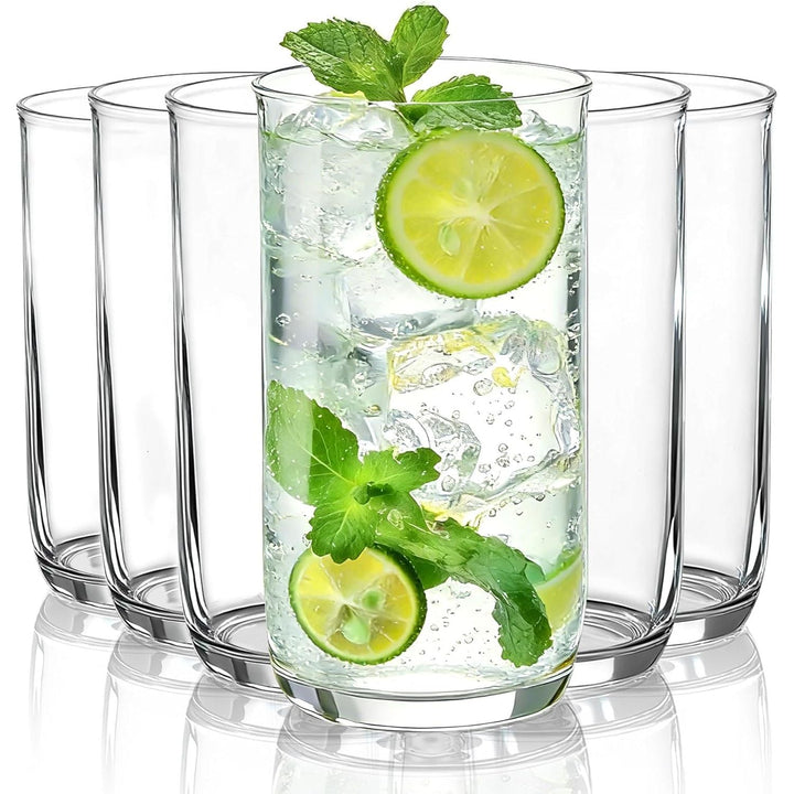 14oz Highball Glasses, 6pcs Drinking Glasses, PET Clear Plastic Water Glasses, Beer Glasses, Iced Coffee Glasses, Ideal for Cocktail, Whiskey, Soda, Tea, Water, Gift - Just Closeouts Canada Inc.