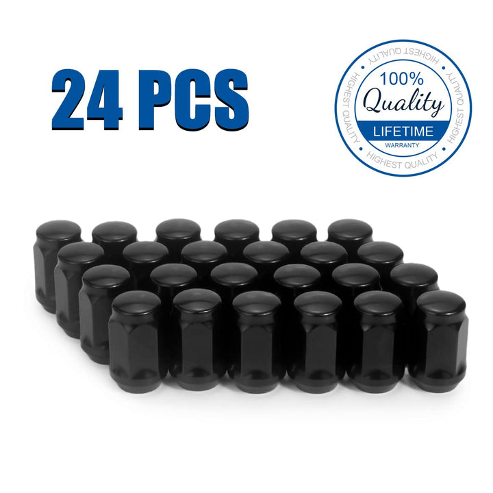 14x1.5 Chrome Lug Nuts, Closed End Bulge Acorn Chrome Lug Nut 3/4" 19mm Hex 1.38" 35mm Height Conical Seat Small/Short M14x1.5 Lug Nut, 24 Pack +1 - Just Closeouts Canada Inc.B08KXXHBFF