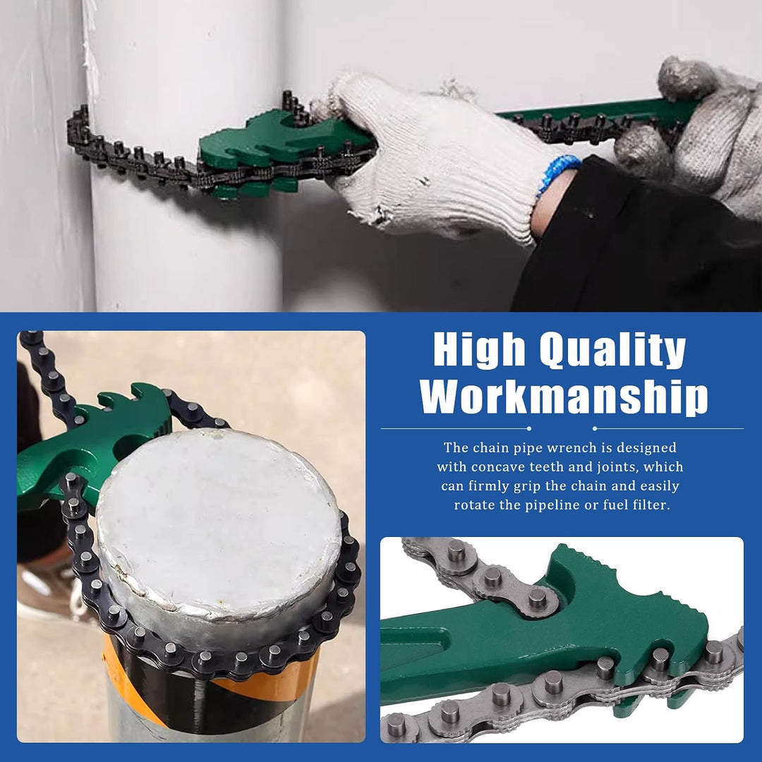 15 Inch Heavy Duty Ratcheting Chain Wrench, Fits 1.5" to 8" Adjustable Oil Filter Chain Wrench Pliers Remover Tool with Toothed Chain for Adjustable Removal Remover Tool - Just Closeouts Canada Inc.X003X5YPFV