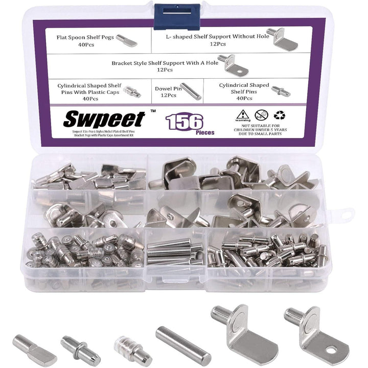 156-Piece Cabinet Shelf Pin Assortment, 6 Styles - Just Closeouts Canada Inc.X0029HMJSJ