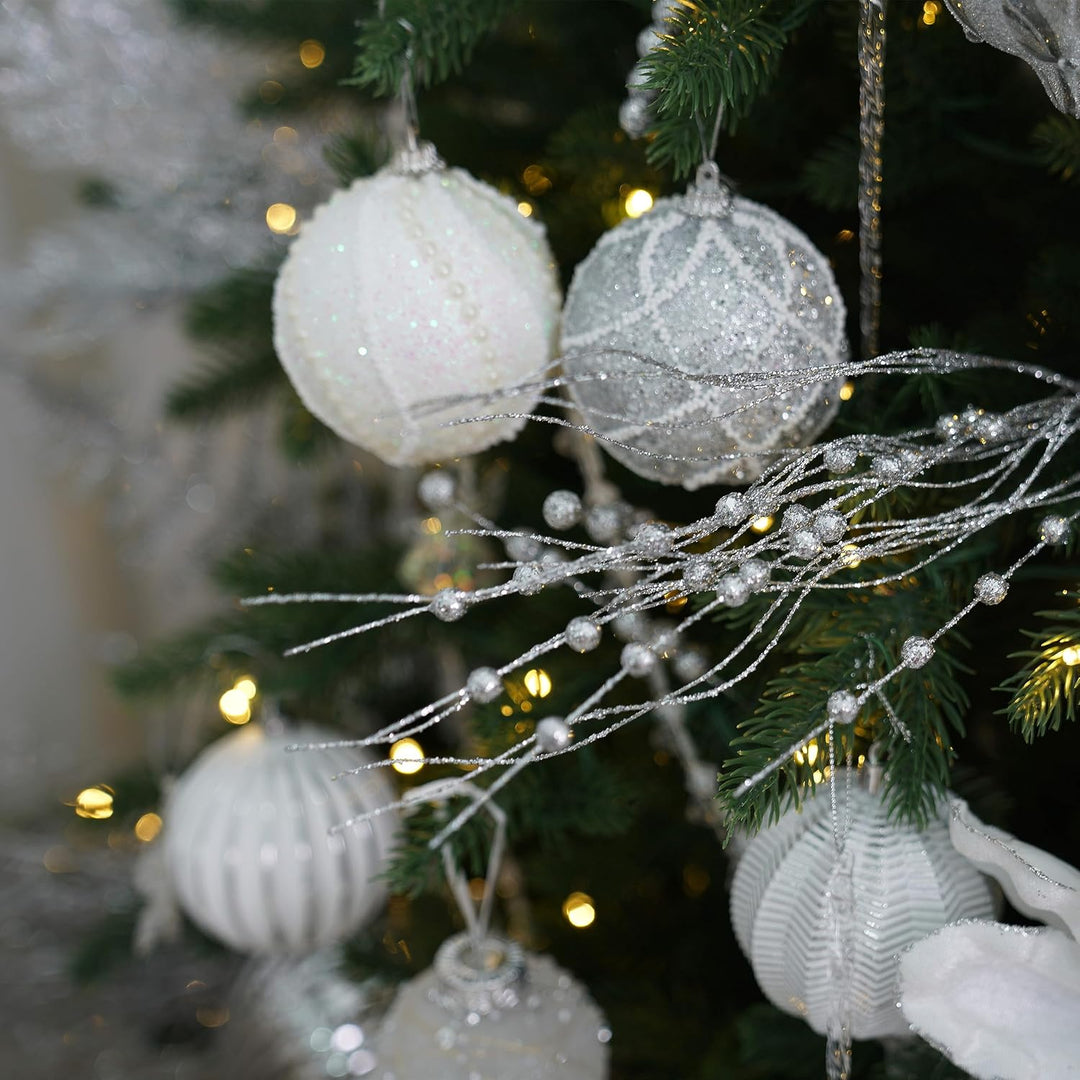 16-Pack Silver Glitter Berry Stems for Wreaths and Holiday Decor - Just Closeouts Canada Inc.