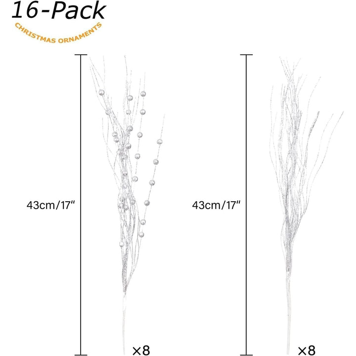 16-Pack Silver Glitter Berry Stems for Wreaths and Holiday Decor - Just Closeouts Canada Inc.