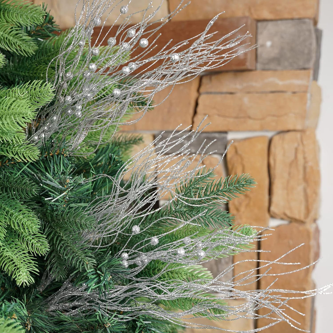 16-Pack Silver Glitter Berry Stems for Wreaths and Holiday Decor - Just Closeouts Canada Inc.