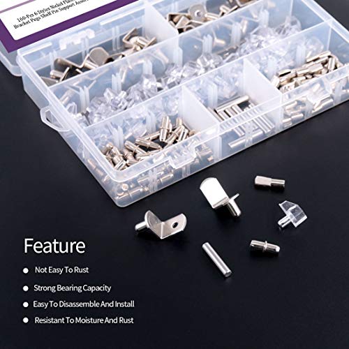 160-Piece 6-Style Shelf Pin and Support Kit - Just Closeouts Canada Inc.X0029KDFWP