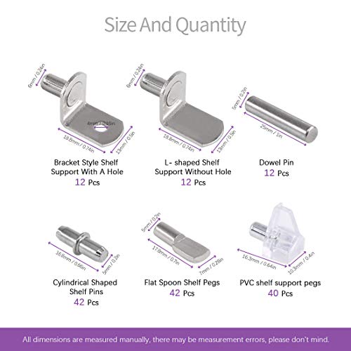 160-Piece 6-Style Shelf Pin and Support Kit - Just Closeouts Canada Inc.X0029KDFWP