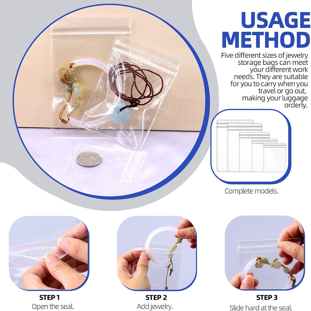 160Pcs 5 Size PVC Self Seal Jewelry Bags Plastic Zipper Bag Clear Storage Bags Jewelry Packaging Pouch with 30Pcs Anti Tarnish Tabs Strips Kit for Holding Jewelry Necklace Earring Ring Bracelet - Just Closeouts Canada Inc.X003C9FDLN