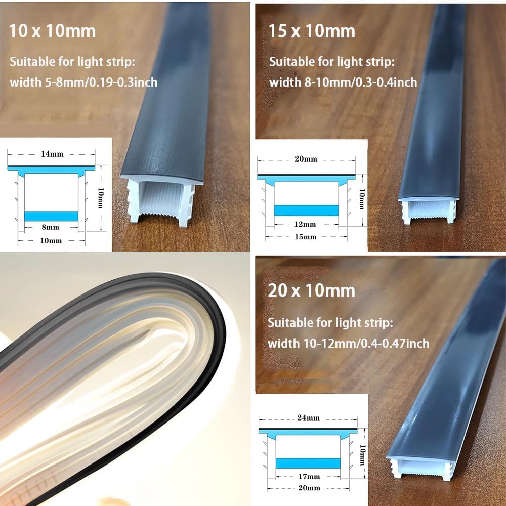 16.4ft Recessed Flexible LED Diffuser Channel, Silicone Black Bendable LED Diffuser Strip Light Tube Cover for 8 - 10mm Led Strip Lights for Living Room, Wall and Other Decoration (15 x 10mm) - Just Closeouts Canada Inc.X004IXQ8F7