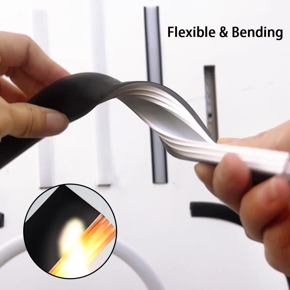 16.4ft Recessed Flexible LED Diffuser Channel, Silicone Black Bendable LED Diffuser Strip Light Tube Cover for 8 - 10mm Led Strip Lights for Living Room, Wall and Other Decoration (15 x 10mm) - Just Closeouts Canada Inc.X004IXQ8F7