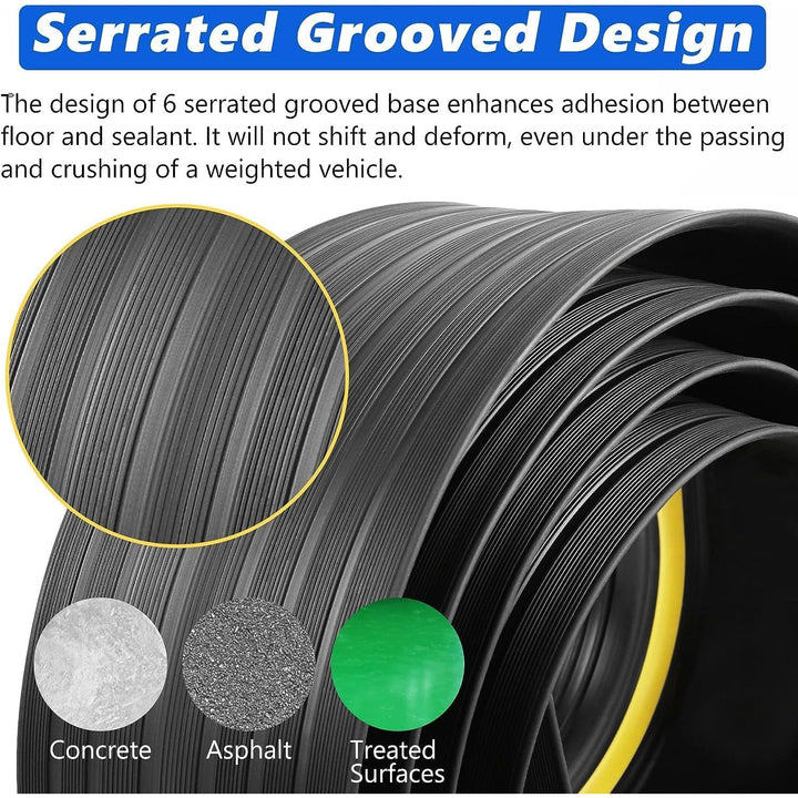16.5FT Garage Door Bottom Threshold Seal Strip with 300ml Black Adhesives, Universal Rubber DIY Bottom Floor Threshold Seal, Weatherproofing Weather Stripping Replacement (Black) - Just Closeouts Canada Inc.