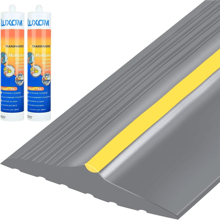 16.5FT Garage Door Bottom Threshold Seal Strip with 300ml Black Adhesives, Universal Rubber DIY Bottom Floor Threshold Seal, Weatherproofing Weather Stripping Replacement (5M, Grey) - Just Closeouts Canada Inc.