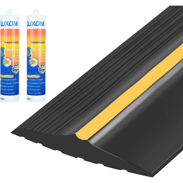 16.5FT Garage Door Bottom Threshold Seal Strip with 300ml Black Adhesives, Universal Rubber DIY Bottom Floor Threshold Seal, Weatherproofing Weather Stripping Replacement (Black) - Just Closeouts Canada Inc.