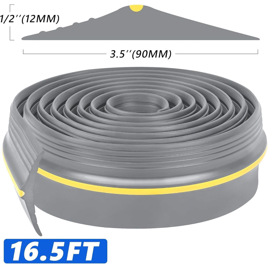 16.5FT Garage Door Bottom Threshold Seal Strip with 300ml Black Adhesives, Universal Rubber DIY Bottom Floor Threshold Seal, Weatherproofing Weather Stripping Replacement (5M, Grey) - Just Closeouts Canada Inc.