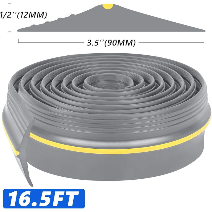 16.5FT Garage Door Bottom Threshold Seal Strip with 300ml Black Adhesives, Universal Rubber DIY Bottom Floor Threshold Seal, Weatherproofing Weather Stripping Replacement (5M, Grey) - Just Closeouts Canada Inc.