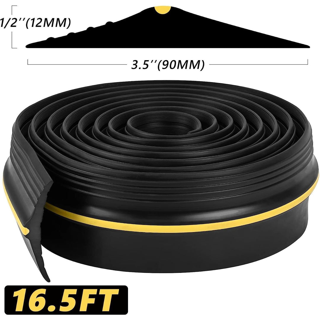 16.5FT Garage Door Bottom Threshold Seal Strip with 300ml Black Adhesives, Universal Rubber DIY Bottom Floor Threshold Seal, Weatherproofing Weather Stripping Replacement (Black) - Just Closeouts Canada Inc.