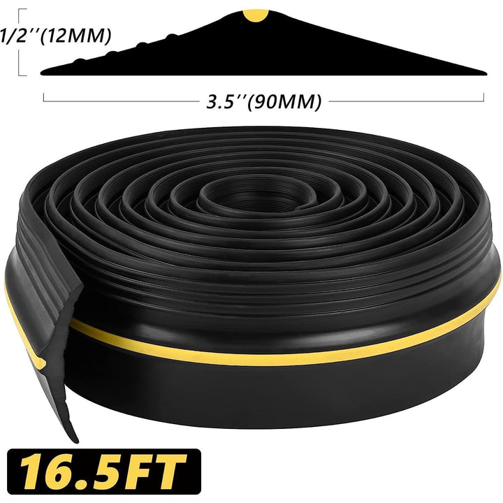 16.5FT Garage Door Bottom Threshold Seal Strip with 300ml Black Adhesives, Universal Rubber DIY Bottom Floor Threshold Seal, Weatherproofing Weather Stripping Replacement (Black) - Just Closeouts Canada Inc.