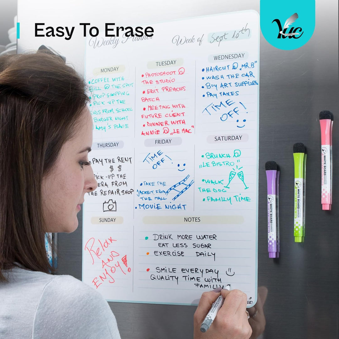 17x12 inch Dry Erase Calendar - Magnetic Calendar for Fridge - Fridge Whiteboard Calendar - Fridge Calendar - Calendar Whiteboard - White Board Calendar Dry Erase for Refrigerator - Just Closeouts Canada Inc.