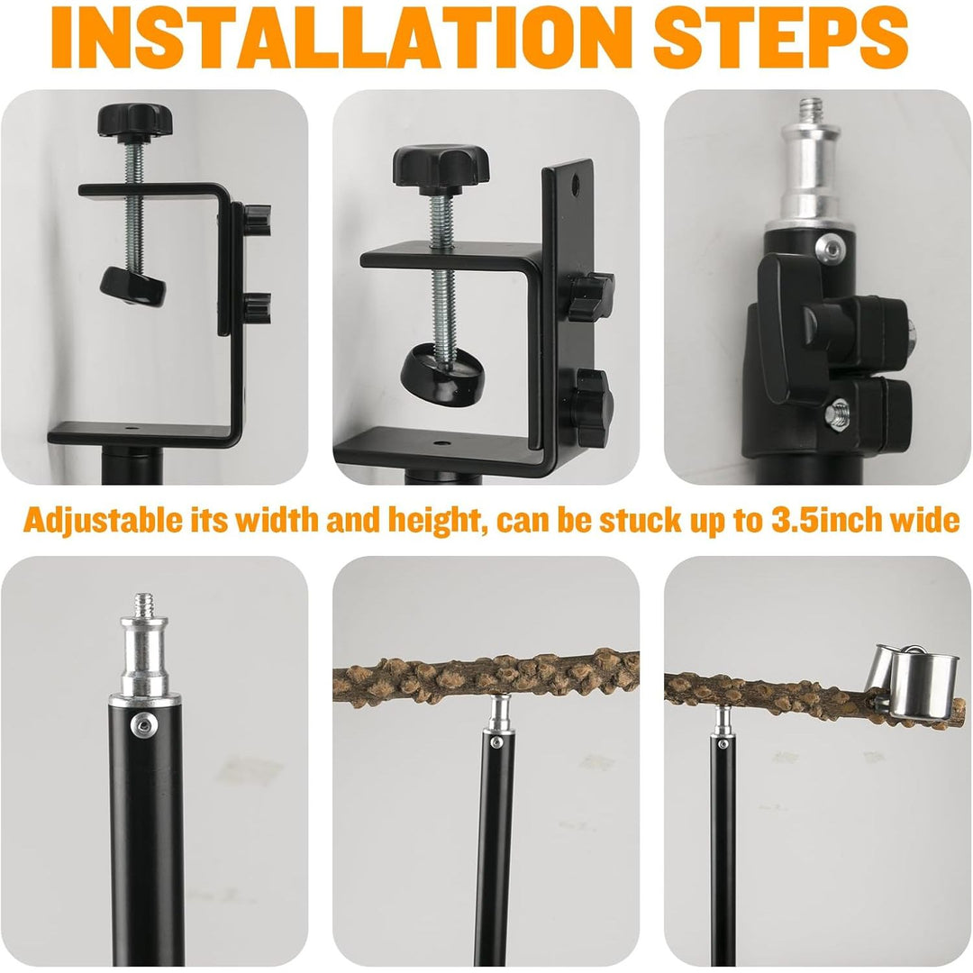 18 - 29 Inch Height Adjustable Bird Perch Stand, Desktop Parrot Training Stand, Natural Pepper Wood Cockatiels Play Stand with Feeding Cups, Parakeets Perch Toy for Indoor Outdoor Bird Training - Just Closeouts Canada Inc.