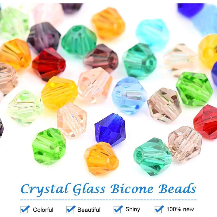 1,800 Glass Bicone Beads, 4 mm, 15 Colours with Tools - Just Closeouts Canada Inc.X002DW6DV9