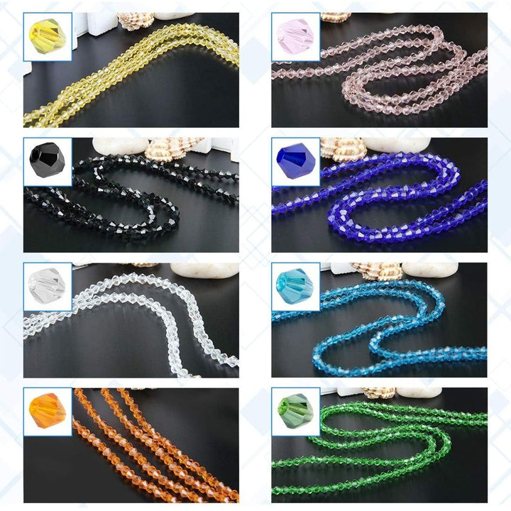 1,800 Glass Bicone Beads, 4 mm, 15 Colours with Tools - Just Closeouts Canada Inc.X002DW6DV9