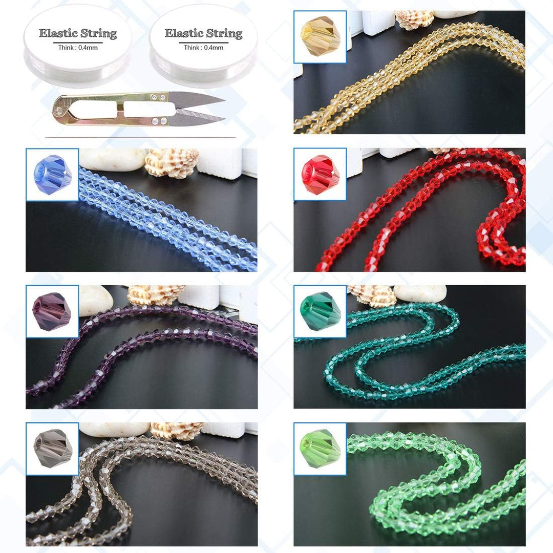 1,800 Glass Bicone Beads, 4 mm, 15 Colours with Tools - Just Closeouts Canada Inc.X002DW6DV9