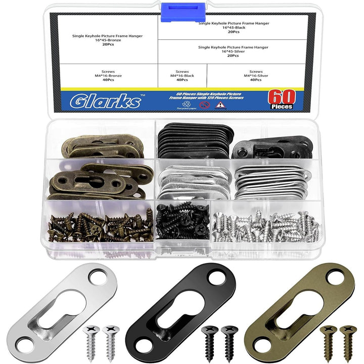 180pcs 45 x 16mm Keyhole Hangers, Silver/Black/Bronze Keyhole Shelf Hanger with Screw, Single Keyhole Hanging Plate for Wall Mounting Coat Rack, Wooden Board, Mug - Just Closeouts Canada Inc.X004IHUJA3