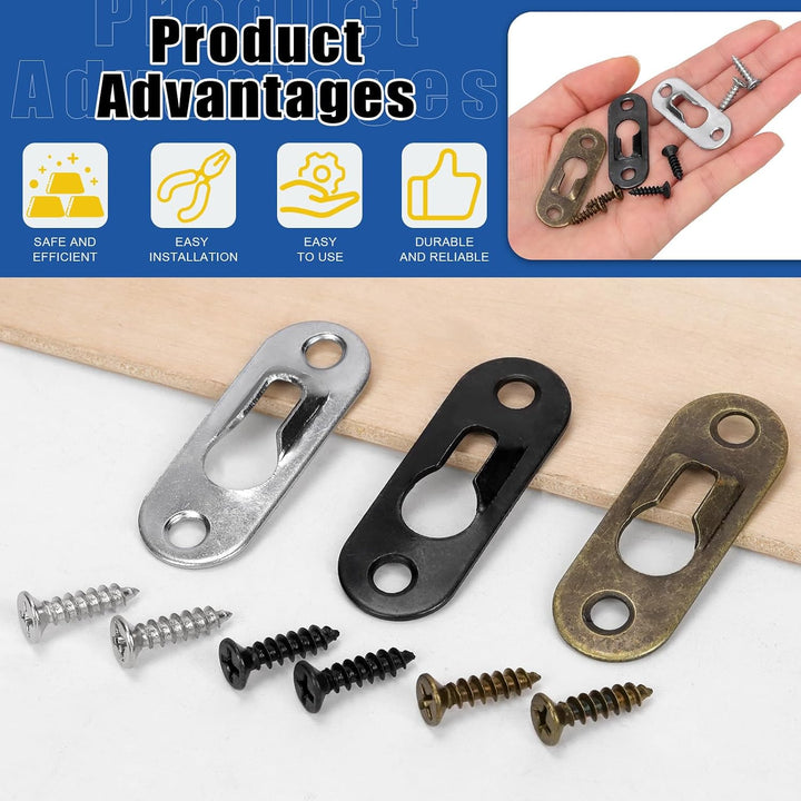 180pcs 45 x 16mm Keyhole Hangers, Silver/Black/Bronze Keyhole Shelf Hanger with Screw, Single Keyhole Hanging Plate for Wall Mounting Coat Rack, Wooden Board, Mug - Just Closeouts Canada Inc.X004IHUJA3