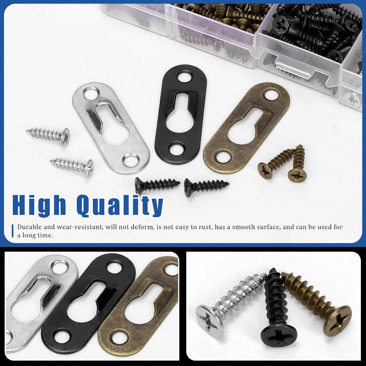 180pcs 45 x 16mm Keyhole Hangers, Silver/Black/Bronze Keyhole Shelf Hanger with Screw, Single Keyhole Hanging Plate for Wall Mounting Coat Rack, Wooden Board, Mug - Just Closeouts Canada Inc.X004IHUJA3