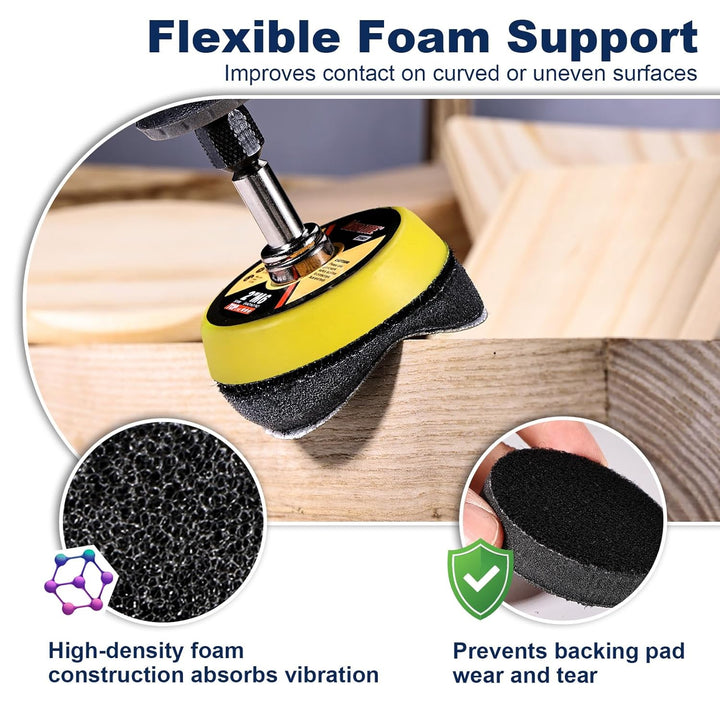 187 Pieces 2 Inch Sanding Disc, GOH DODD Hook and Loop Sanding Pads 60 to 10000 Wet Dry Sandpaper with 1/8" 1/4” Shank, Backing Pad, Polishing Pads and Interface Pad for Drill Grinder Rotary Tool - Just Closeouts Canada Inc.