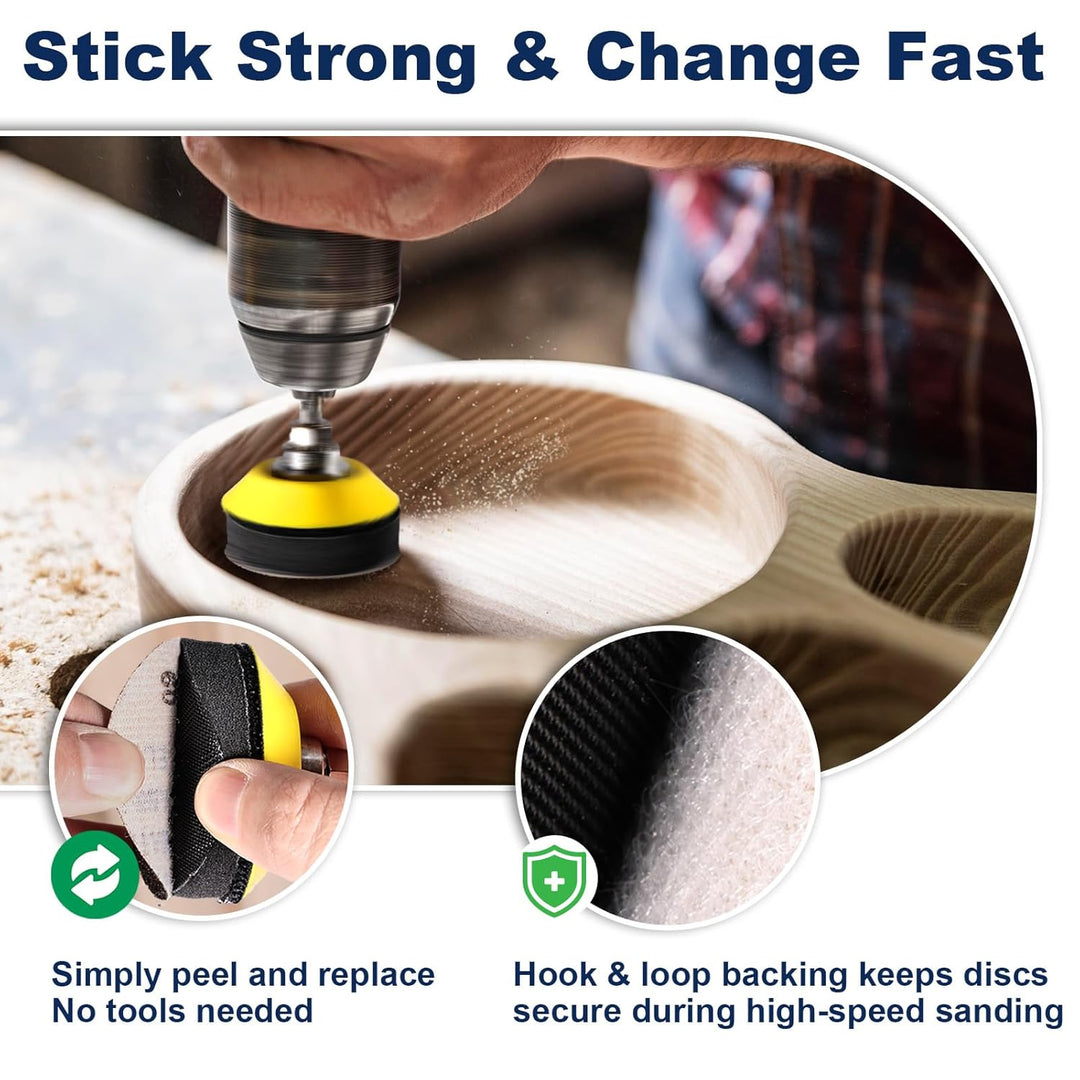 187 Pieces 2 Inch Sanding Disc, GOH DODD Hook and Loop Sanding Pads 60 to 10000 Wet Dry Sandpaper with 1/8" 1/4” Shank, Backing Pad, Polishing Pads and Interface Pad for Drill Grinder Rotary Tool - Just Closeouts Canada Inc.