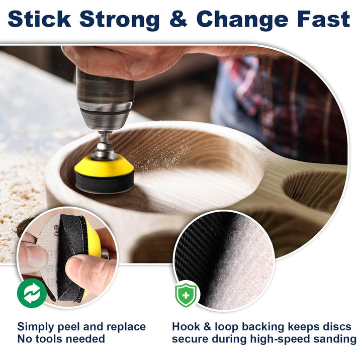 187 Pieces 2 Inch Sanding Disc, GOH DODD Hook and Loop Sanding Pads 60 to 10000 Wet Dry Sandpaper with 1/8" 1/4” Shank, Backing Pad, Polishing Pads and Interface Pad for Drill Grinder Rotary Tool - Just Closeouts Canada Inc.