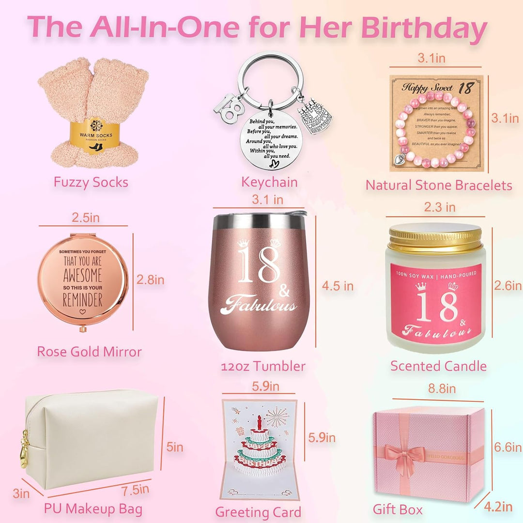 18th Birthday Gifts For Girls, Happy Birthday Basket Gifts Box for Her Friends Female Mom Wife Daughter Sister Girlfriend Coworker Bestie Women Birthday Unique, 18 Year Old Birthday Gifts For Girls - Just Closeouts Canada Inc.X004D3W27P