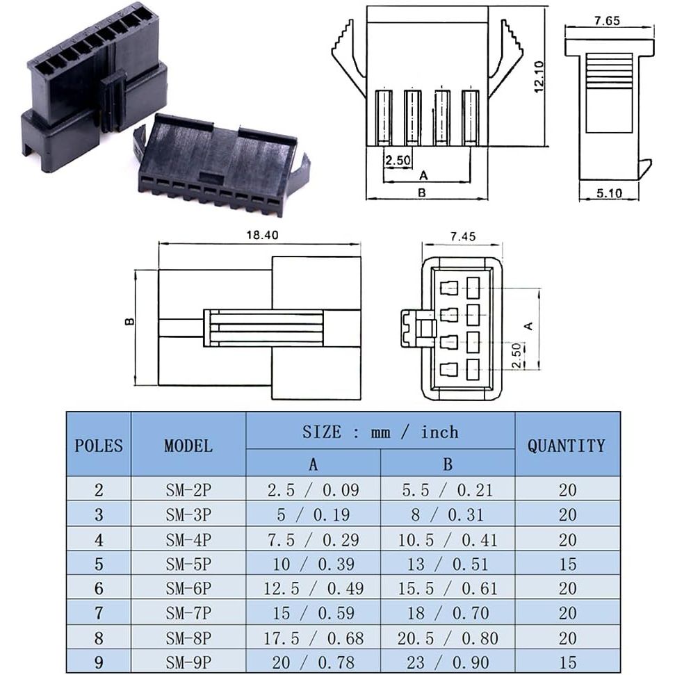 1,940-Piece JST-SM-Compatible Connector Kit, 2–9 Pin - Just Closeouts Canada Inc.X001RSS2IR