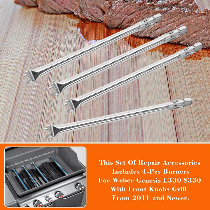 19.5" Grill Burners Kit Replace for Weber Genesis Burner Tubes, Fits Weber Genesis E330 S330 Ep330 Cep330 Gas Grill Parts, 4Pcs Kit Include 3 Main Burner and 1 Sear Burner and Accessories - Just Closeouts Canada Inc.