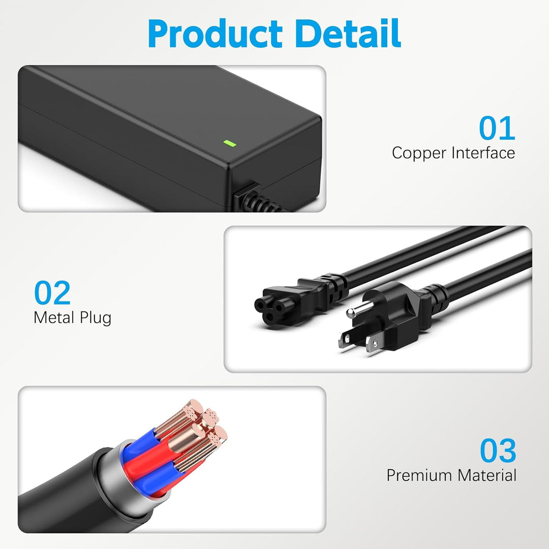19V Power Cord for Asus 22'' 23'' 24'' 27'' LCD Monitor, VX238H VX238H - W VX228 VX228H VX248 VX248H Backlight LED G - SYNC Gaming Monitor; MX279H VX239H VX279H MX239H LS246H Power Supply Cord - Just Closeouts Canada Inc.