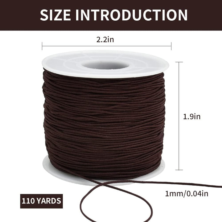 1mm x 110 Yards Black Elastic String for Bracelet Jewelry Making, Stretchy Cord for Bracelets, Rattail Macrame Necklaces Bulk Beading Thread Kumihimo - Just Closeouts Canada Inc.
