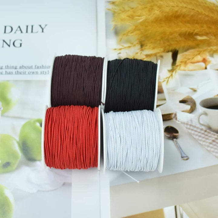 1mm x 110 Yards Black Elastic String for Bracelet Jewelry Making, Stretchy Cord for Bracelets, Rattail Macrame Necklaces Bulk Beading Thread Kumihimo - Just Closeouts Canada Inc.