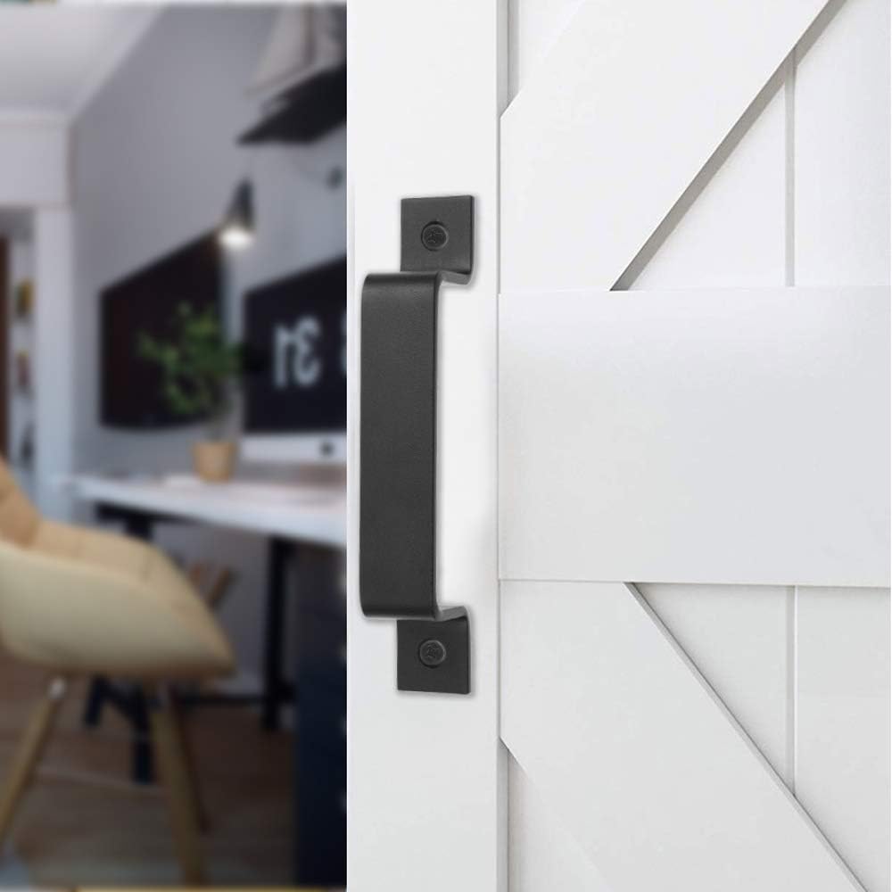 1x Barn Door Handle (Black) - 7.48 -inch Steel - Door Pull for Barn Doors, Sheds, Garages, Gates - Tapping Screws Included - Just Closeouts Canada Inc.