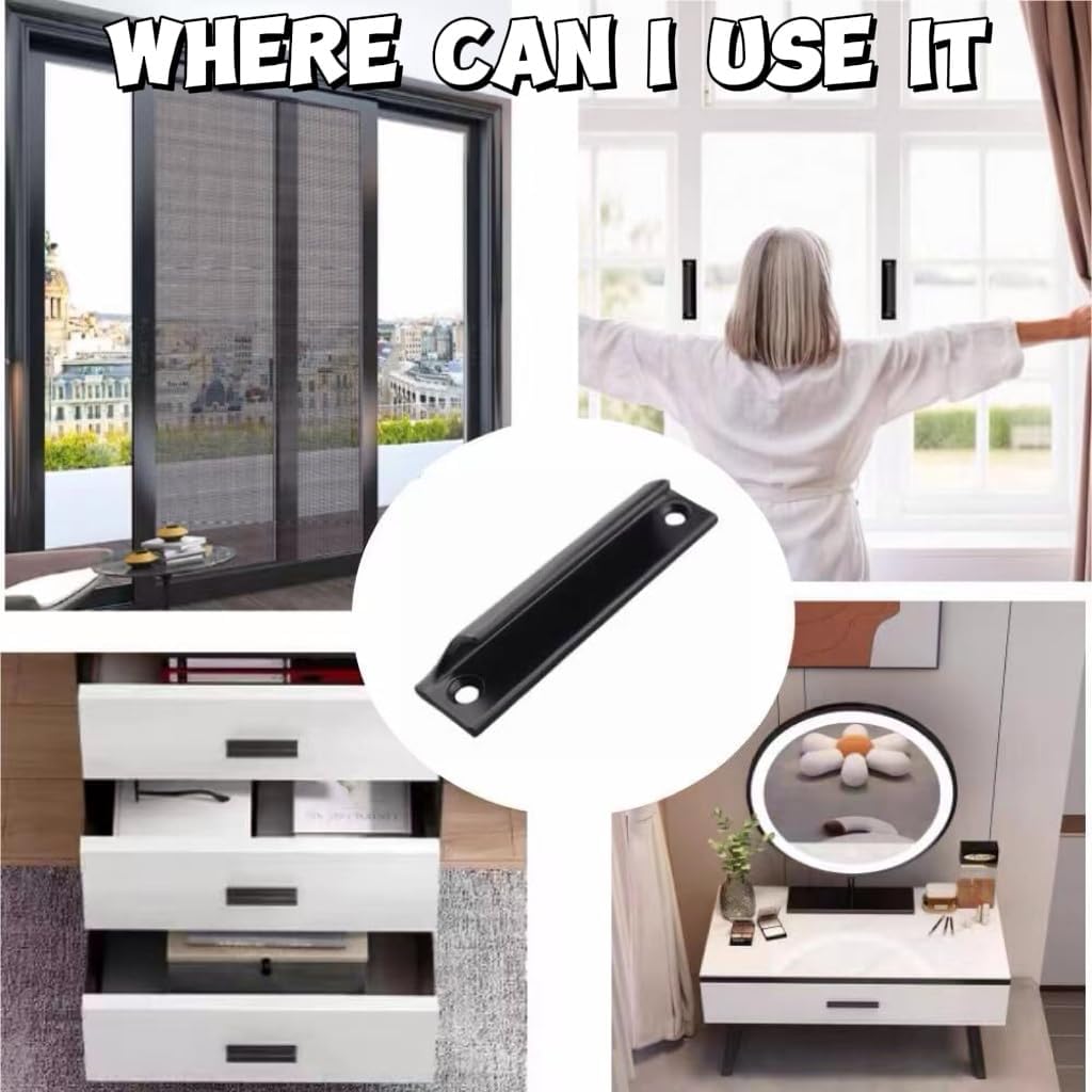 2 Black Curved Aluminum Door Pull Handles, 9 cm - Just Closeouts Canada Inc.