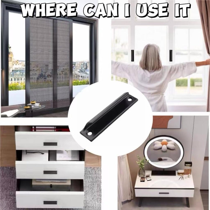2 Black Curved Aluminum Door Pull Handles, 9 cm - Just Closeouts Canada Inc.