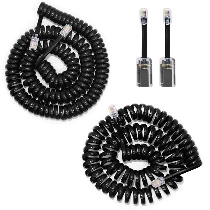 2 Black RJ9 Handset Cords, 13 & 15 ft, with 2 Swivel Detanglers - Just Closeouts Canada Inc.