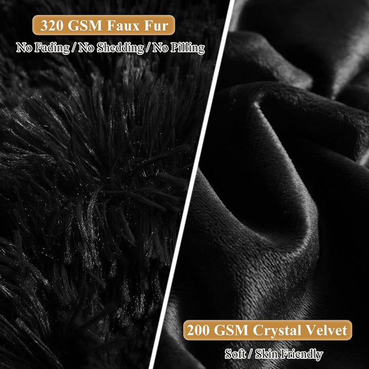 2 Black Shaggy Faux Fur Throw Pillow Covers, 18 x 18 in - Just Closeouts Canada Inc.X002IIQJ8P