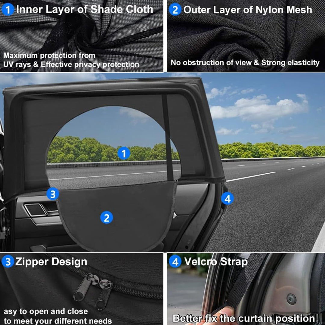2 Black Zippered Mesh Car Window Shades - Just Closeouts Canada Inc.