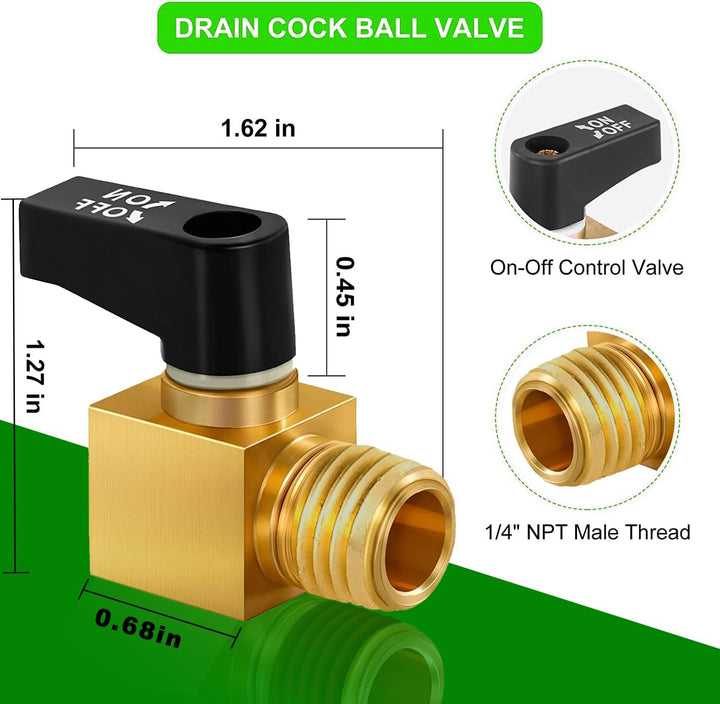 2 Brass 1/4-Inch NPT Air-Compressor Drain Ball Valves - Just Closeouts Canada Inc.