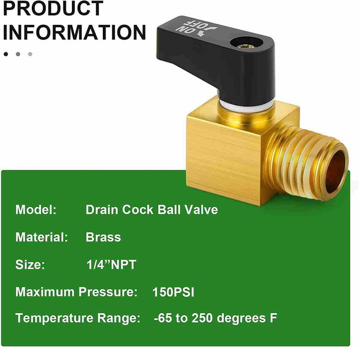 2 Brass 1/4-Inch NPT Air-Compressor Drain Ball Valves - Just Closeouts Canada Inc.