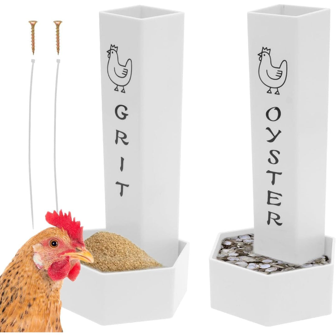 2 Hanging Poultry Grit and Oyster Shell Feeders with Lids - Just Closeouts Canada Inc.X004VR7ZYN
