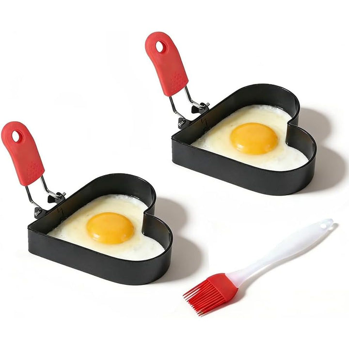 2 Heart-Shaped Nonstick Egg Rings with Silicone Oil Brush - Just Closeouts Canada Inc.X004KTNBAJ
