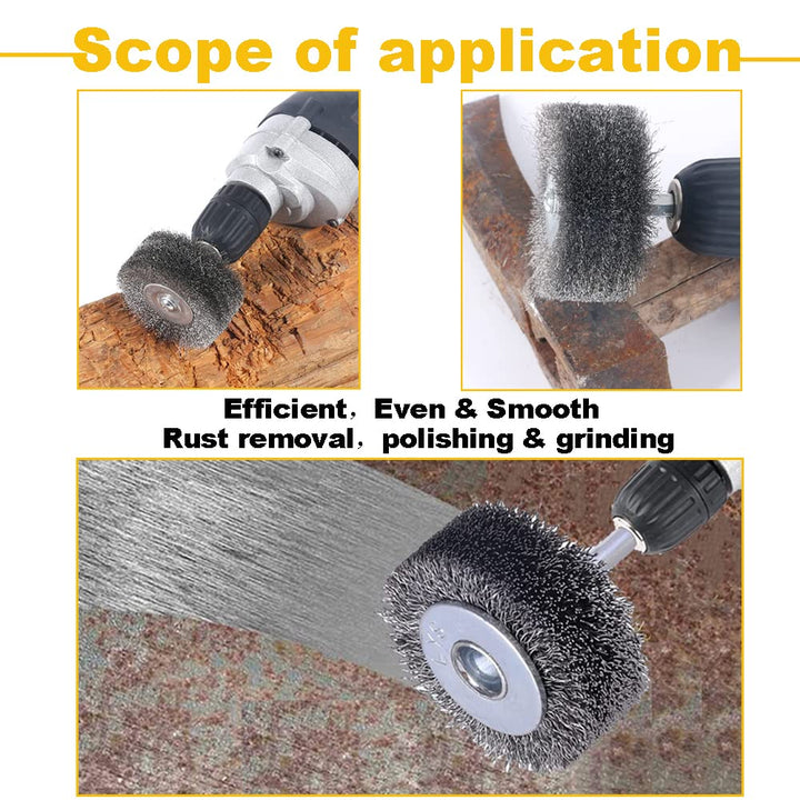 2 inch Wire Wheel Brush Wire Wheel Brush for Drill Attachment, 0.0118" Carbon Steel Wire, 1/4in Shank, 20000RPM 2 Pack Heavy Duty Wire Brushes Removal Paint Rust & Corrosion (2) - Just Closeouts Canada Inc.
