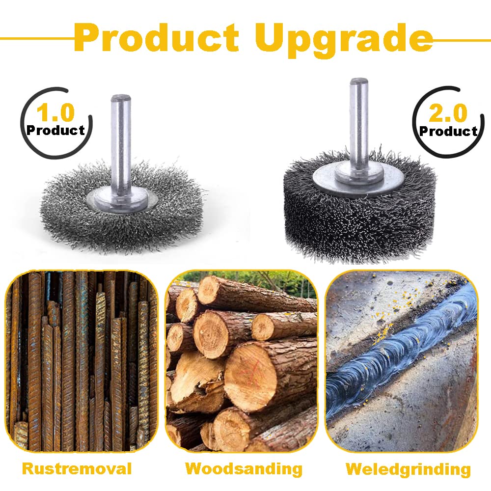 2 inch Wire Wheel Brush Wire Wheel Brush for Drill Attachment, 0.0118" Carbon Steel Wire, 1/4in Shank, 20000RPM 2 Pack Heavy Duty Wire Brushes Removal Paint Rust & Corrosion (2) - Just Closeouts Canada Inc.